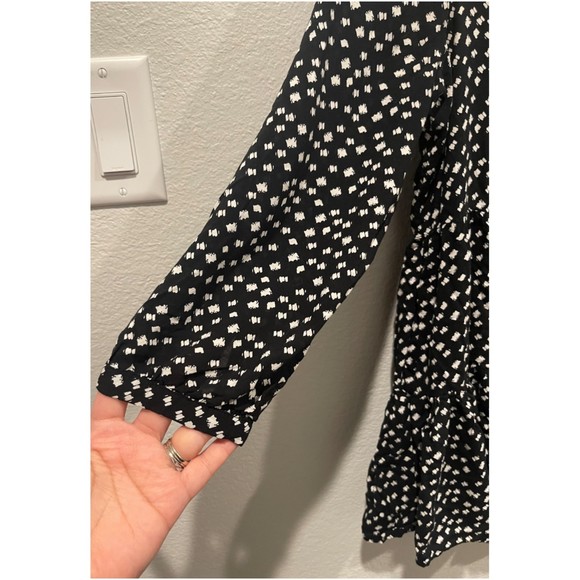 MAEVE White Black Polka Dot Peplum 3/4 Sleeve Blouse - Picture 5 of 7